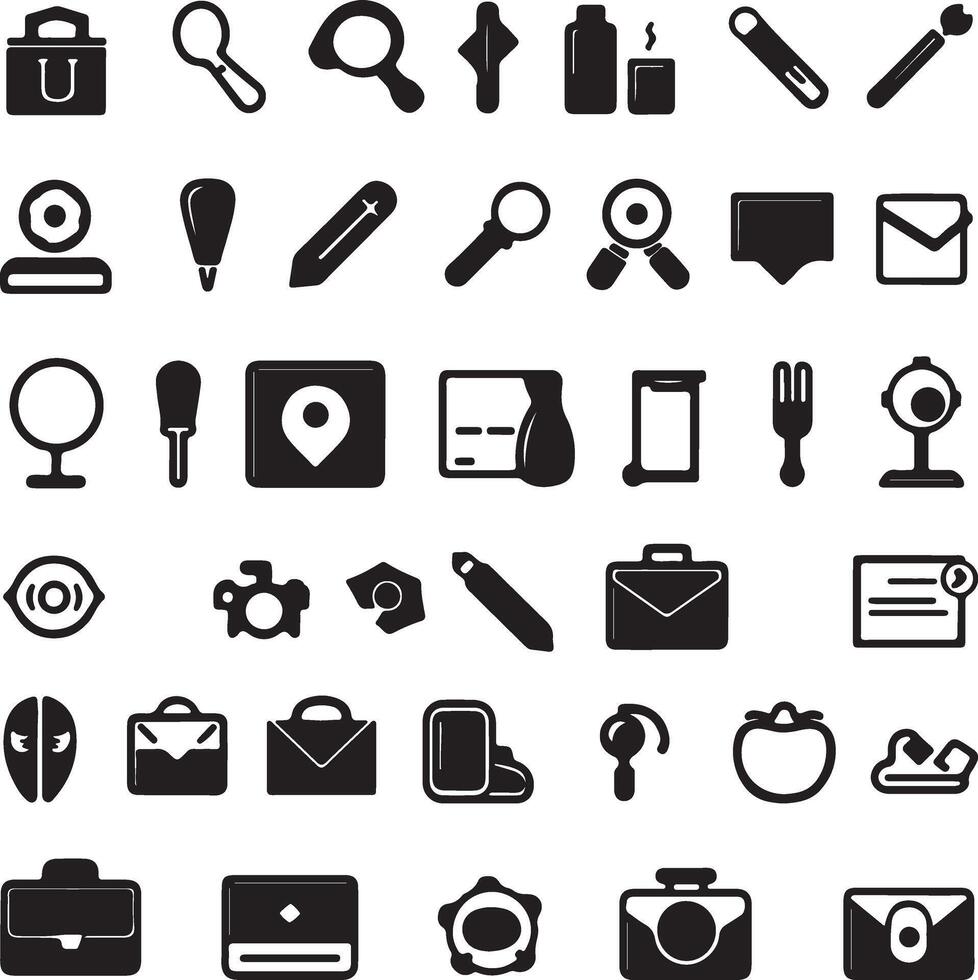 Various icons for a camera, camera, and other items vector