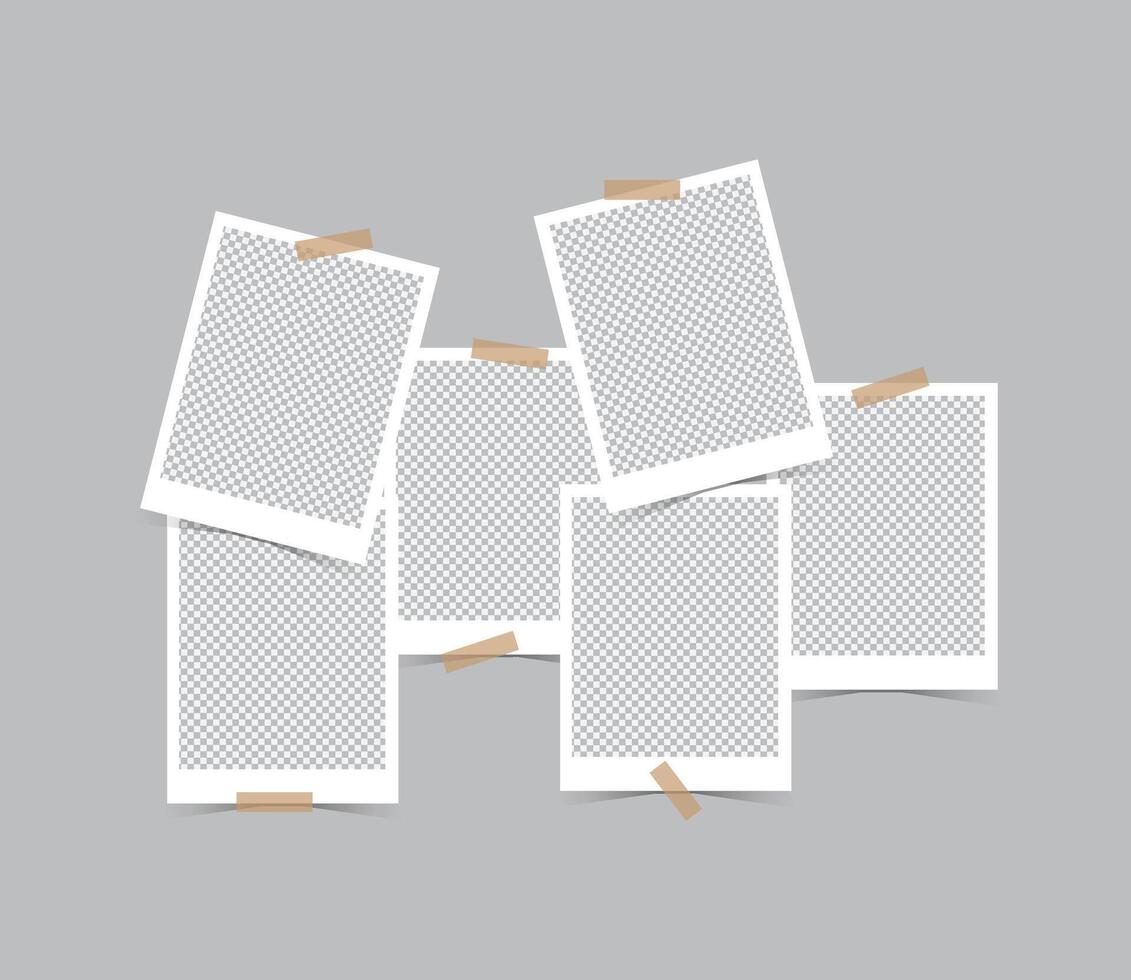 Creative Photo Collage Mockup Set on white background, collage templates vector
