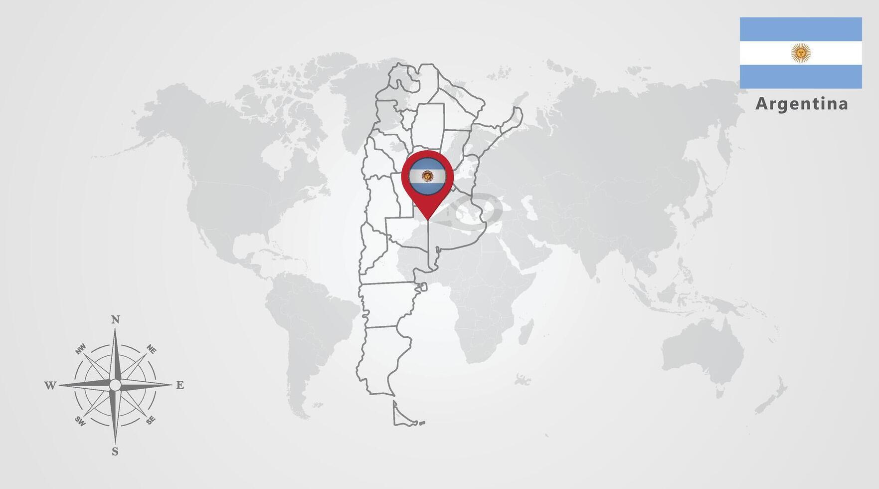 Argentina map outline and Argentina flag icon design vector