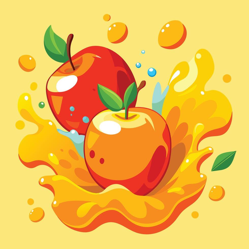 apple fruit juice splashes vector