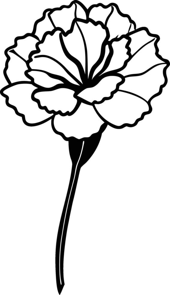 Black and White Carnation Icon. Bold Flower Silhouette for Graphic Design vector