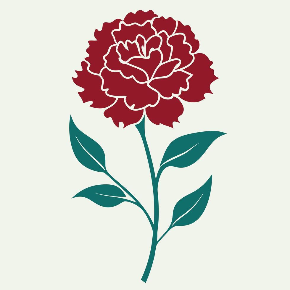 Beautiful red carnation isolated on white background. vector