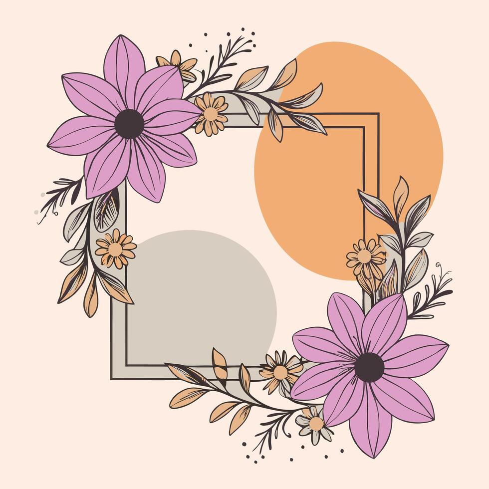 Square Shaped Floral Frame vector