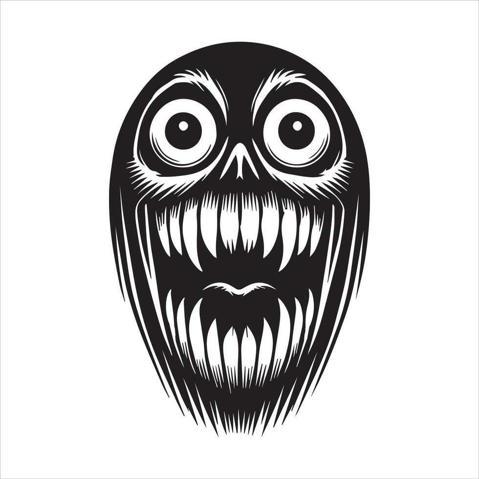 Scary Ghost Face Expression Clipart for Art Projects vector