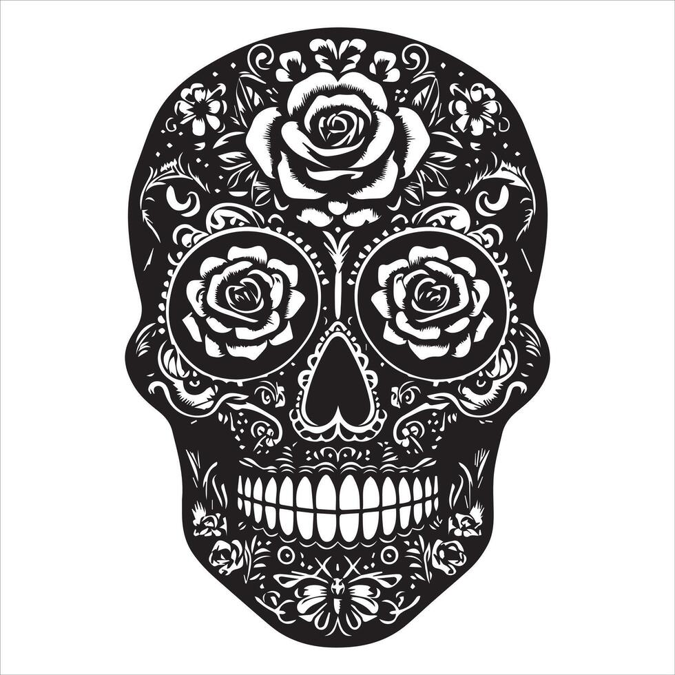 Decorative Mexican Sugar Skull Clipart vector