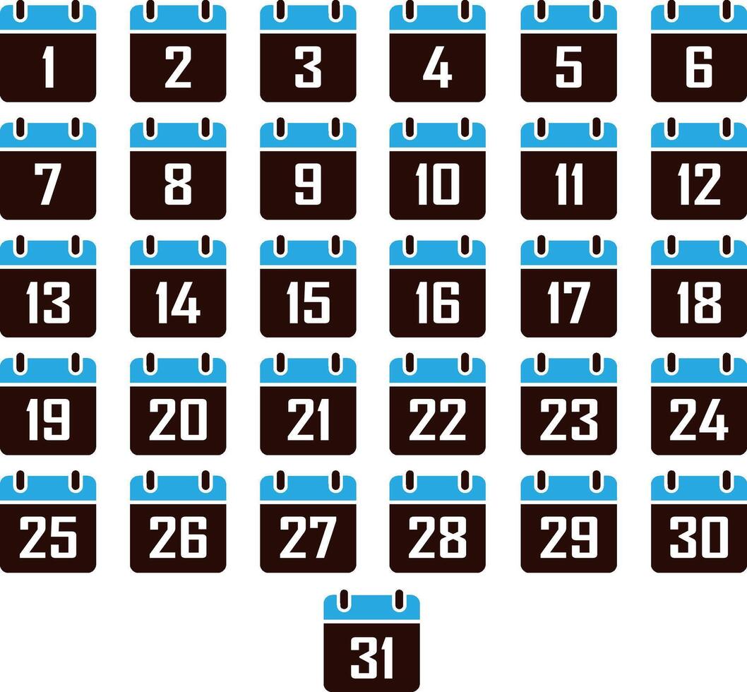 Flat Calendar, simple icon calendar 31 day of the month collection of calendar symbols vector