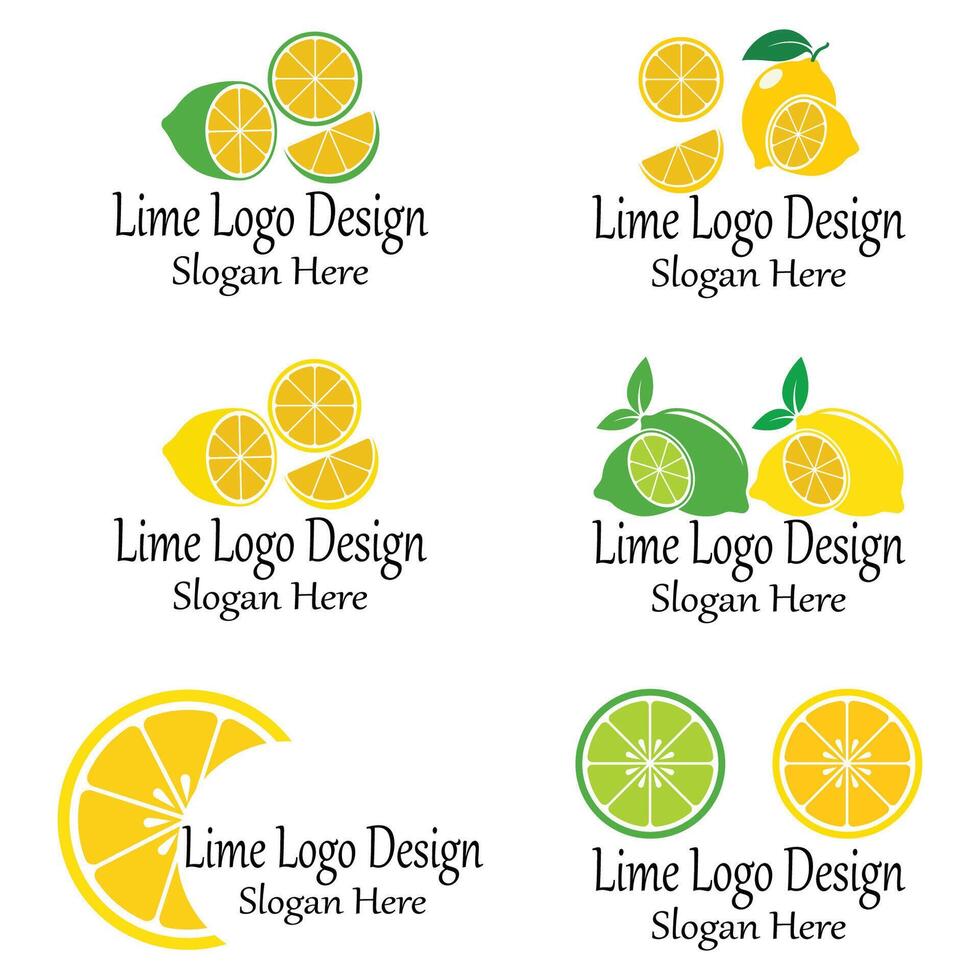 fresh lemon lime logo template icon vector