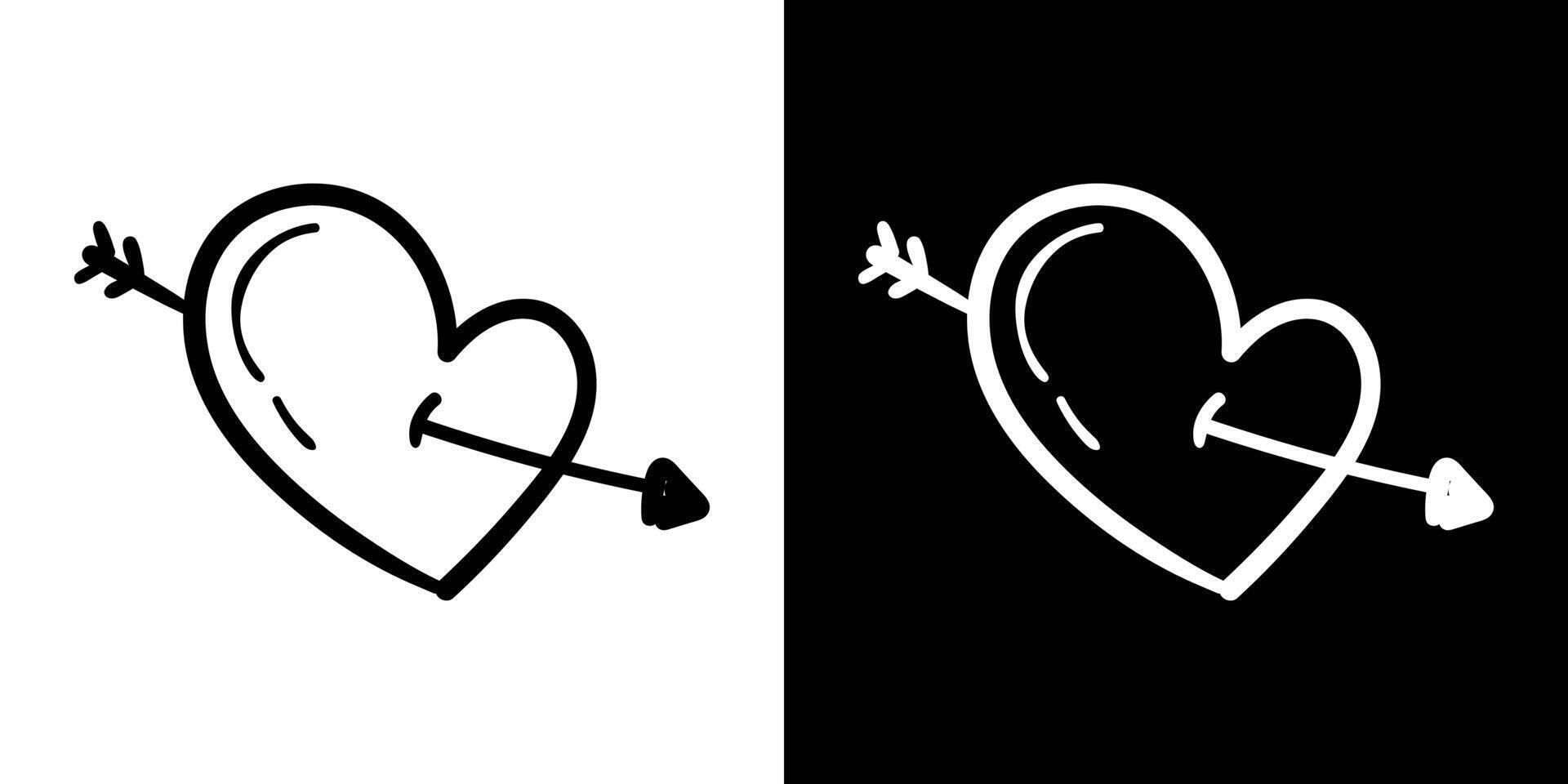 Hand drawn love arrow line art background isolated vector