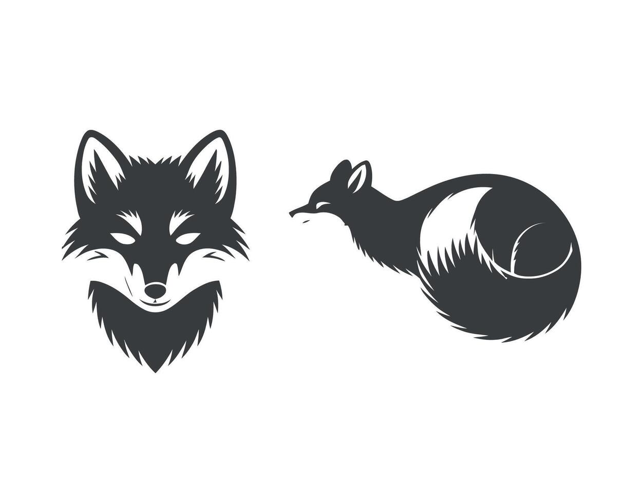 Arctic Fox Silhouettes Template vector