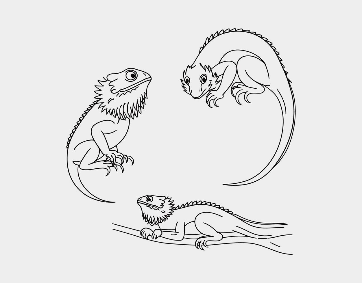 Bearded Dragon Silhouette Collection Template vector