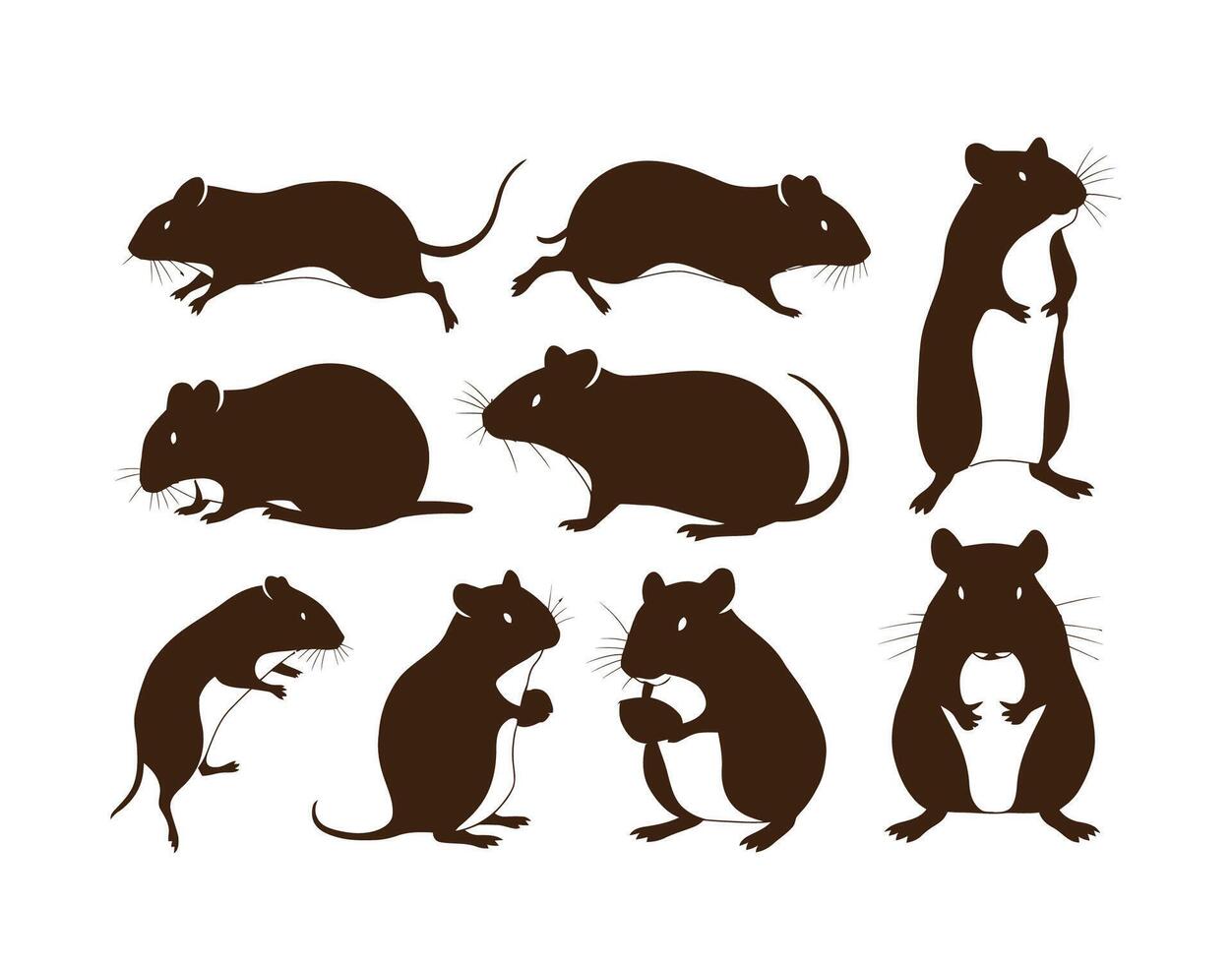 Template Gerbil Silhouettes in Natural Poses vector