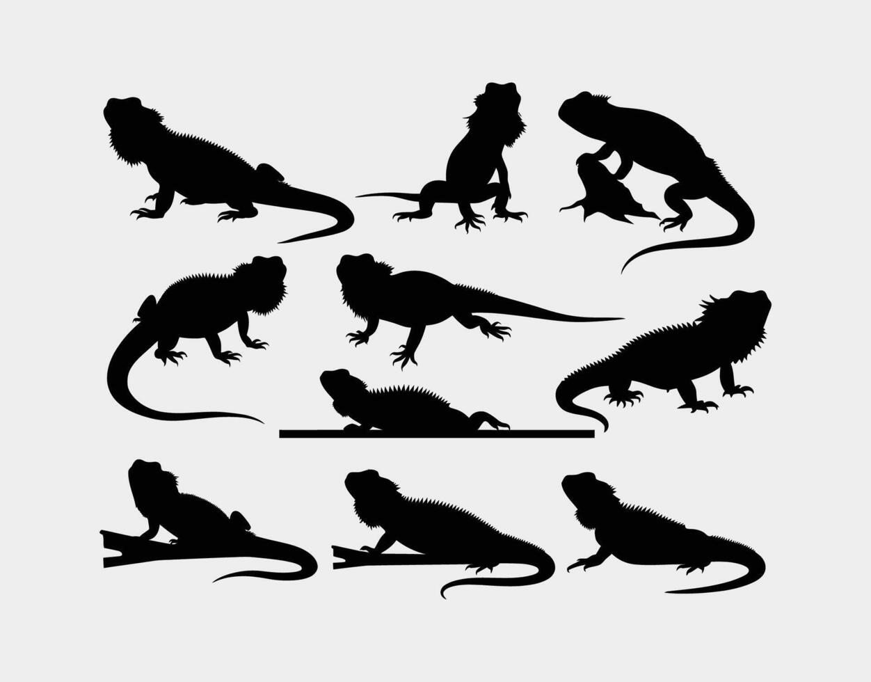 Bearded Dragon Silhouettes Collection vector