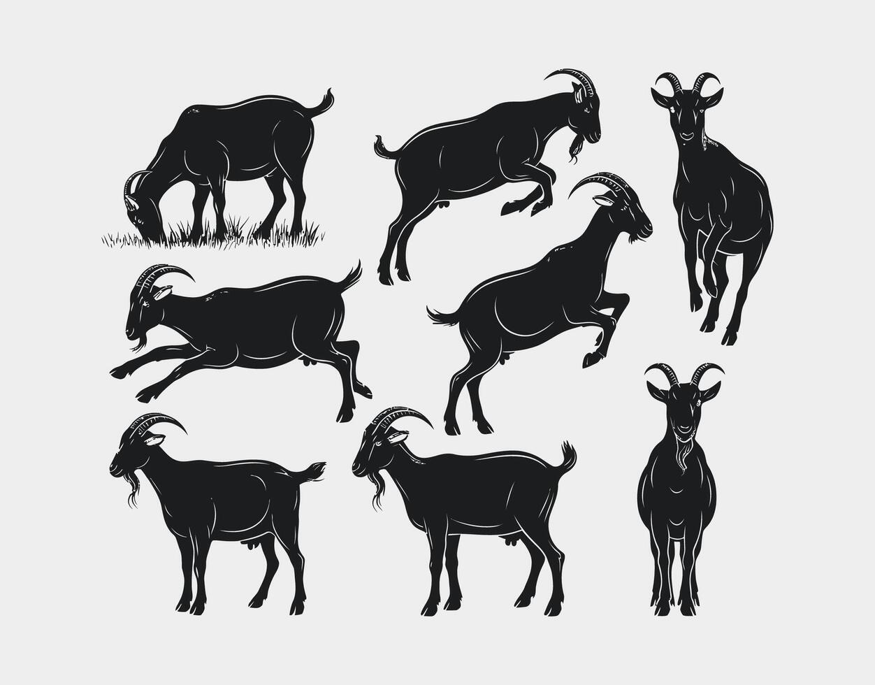 Elegant Goat Silhouette Template Collection vector