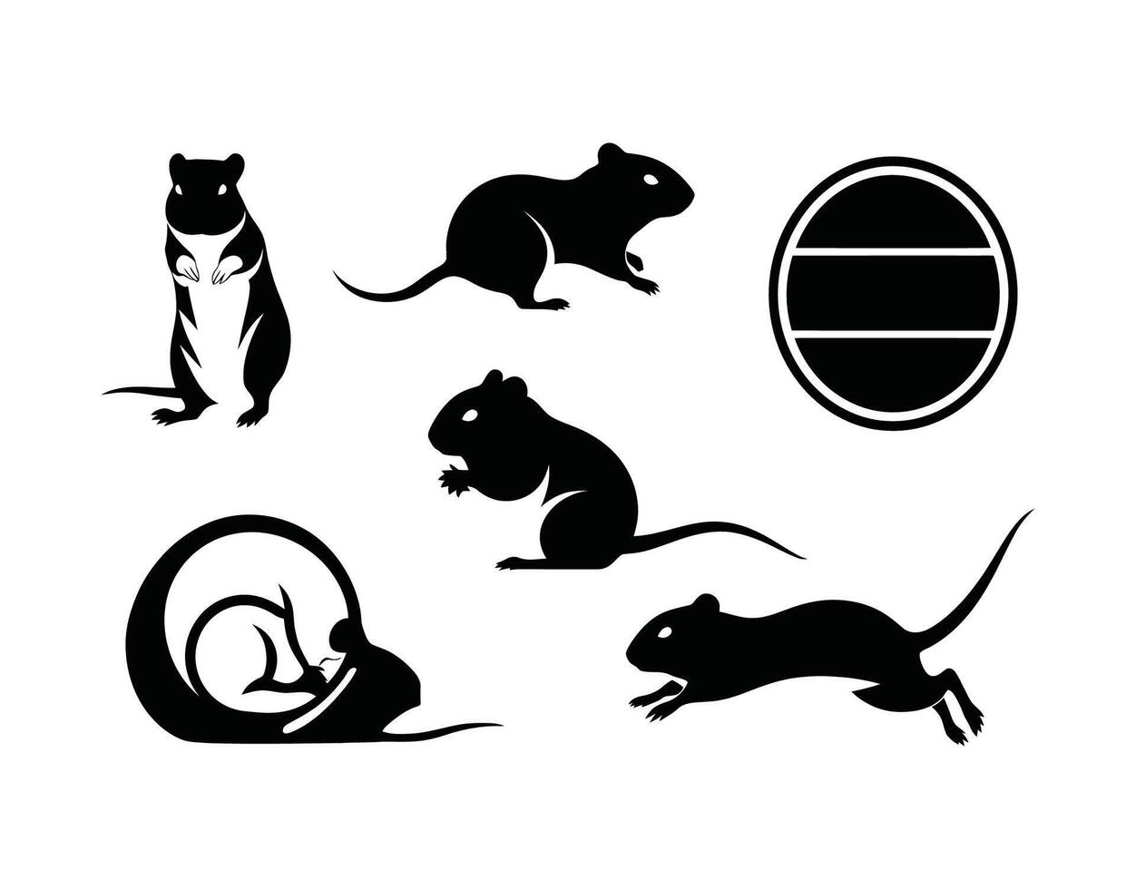 Professional Gerbil Silhouette Template Set vector