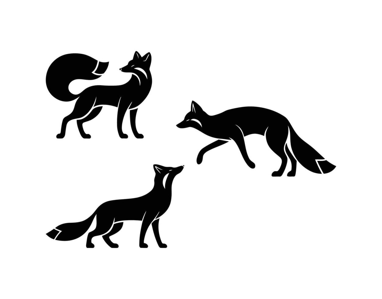 Elegant Arctic Fox Silhouette Collection Template vector