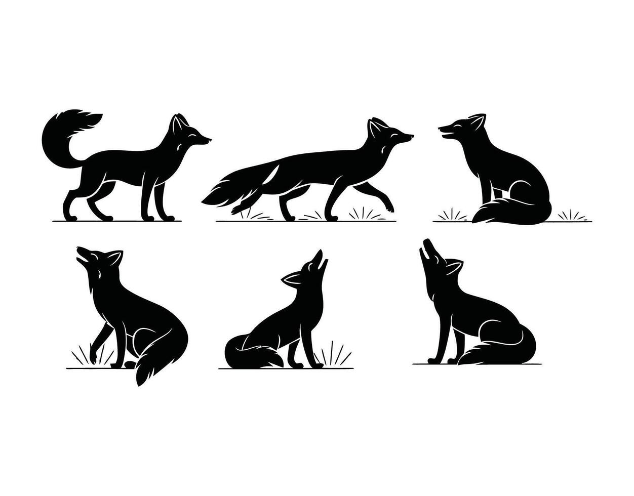 Elegant Arctic Fox Silhouette Collection vector