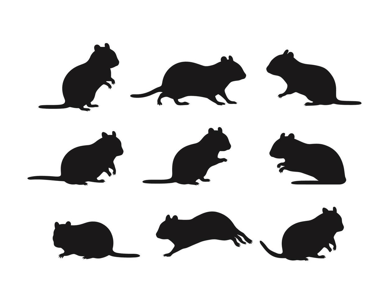 Playful Gerbil Silhouettes Template Collection vector