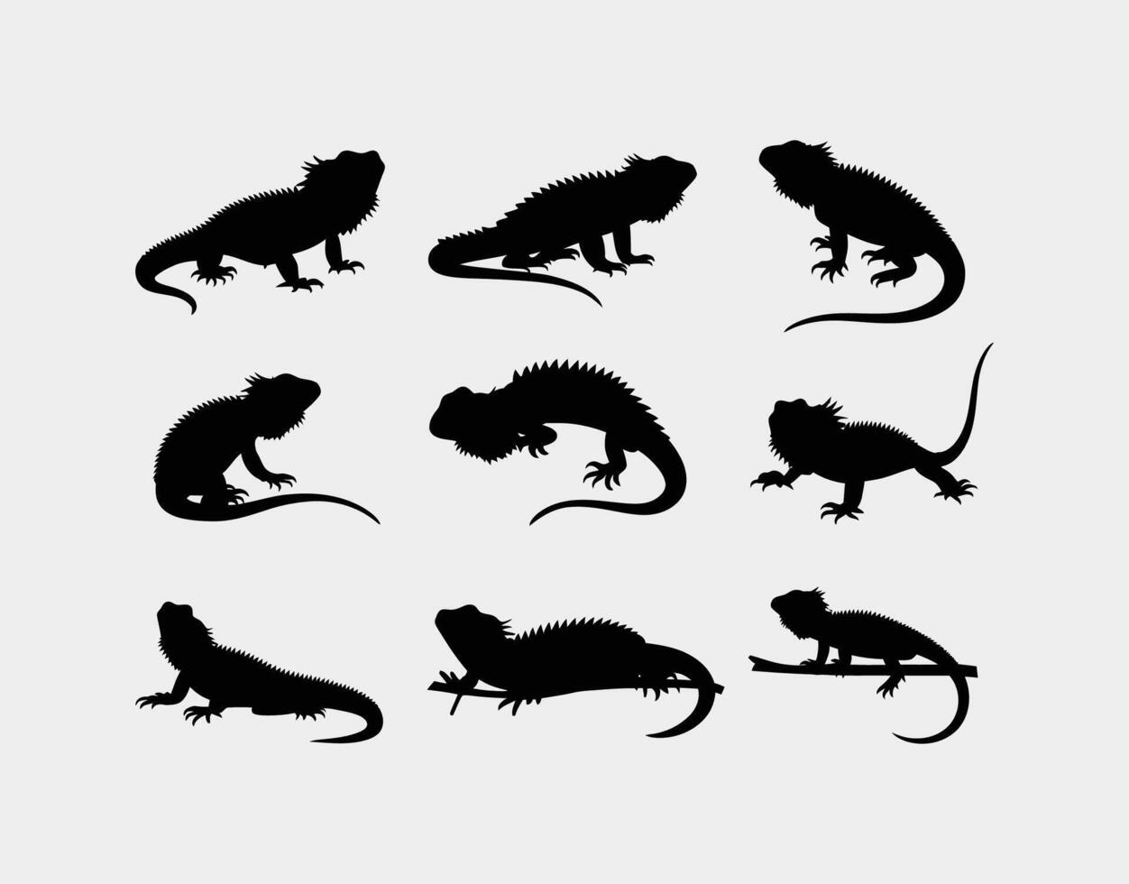Bearded Dragon Silhouette Template on White Background vector