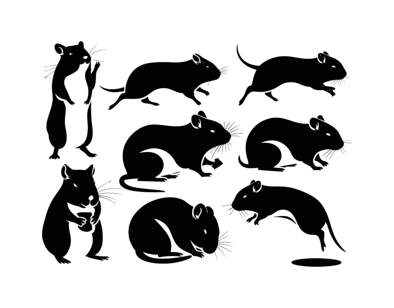 Minimalist Gerbil Silhouettes Template Collection vector