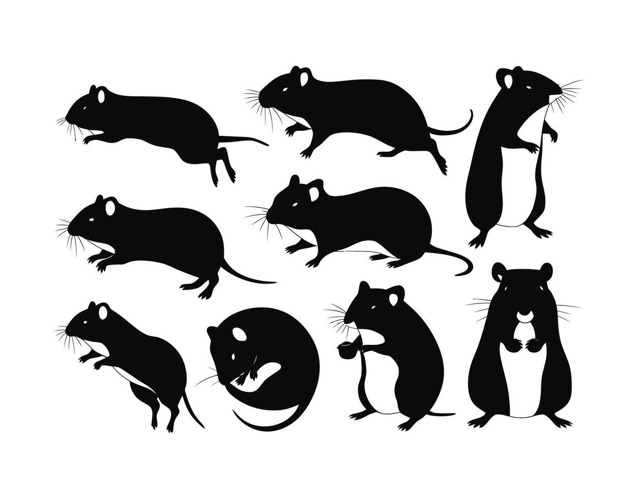 Bold Gerbil Silhouettes Template Collection vector