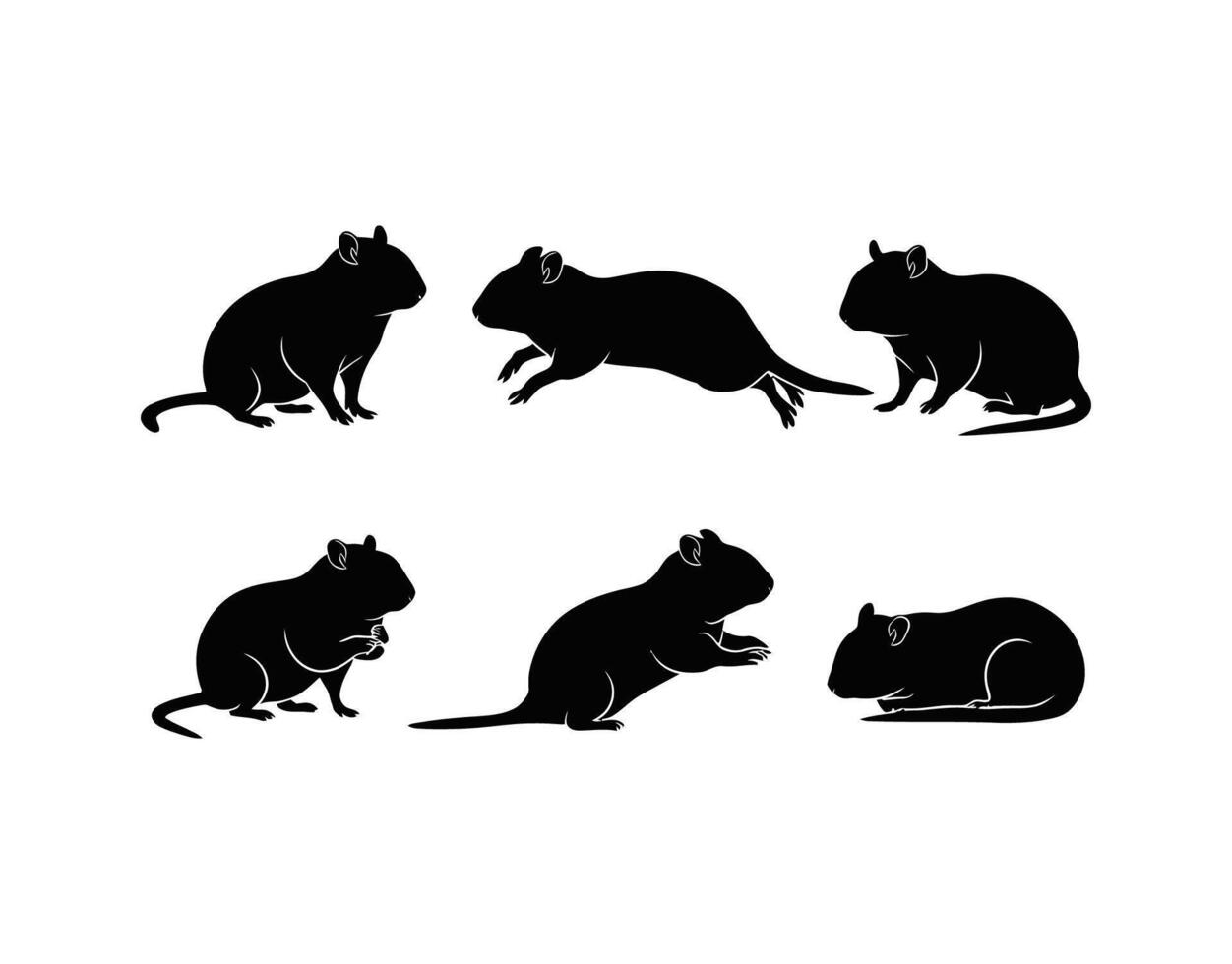 Gerbil Silhouette Set vector