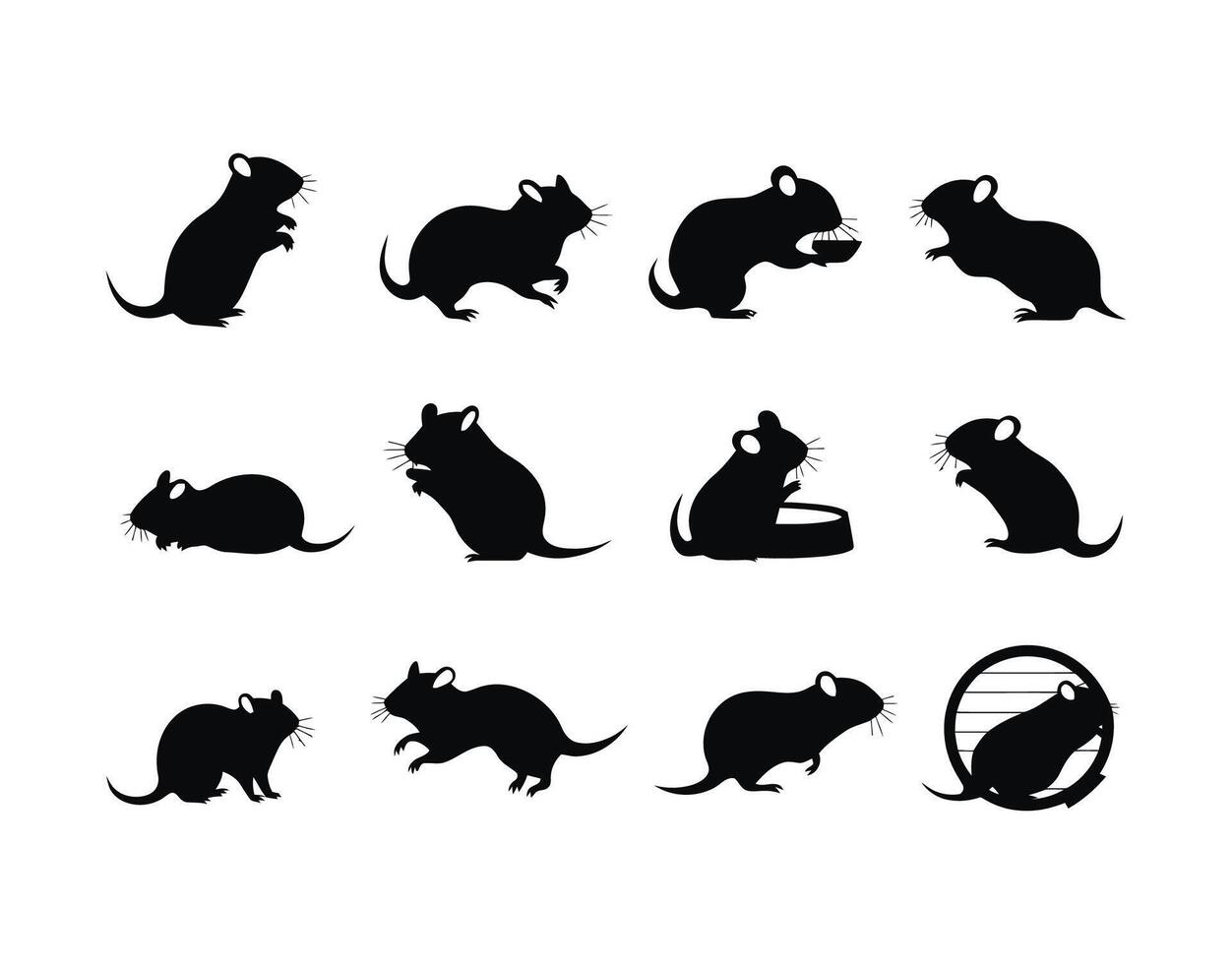 Gerbil Silhouette Collection Template vector