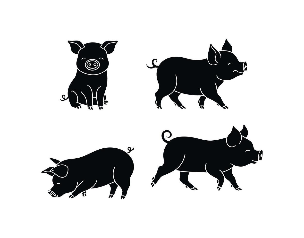 Template Silhouette Collection Teacup Pigs vector