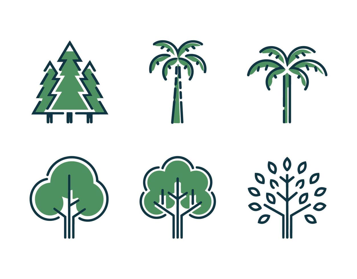 Thin Line Tree Designs Collection Template vector