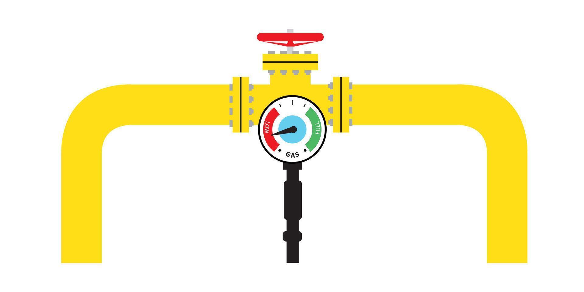 Gas supplies from Russia. Sanctions. A male worker turns a valve on a gas pipeline. vector