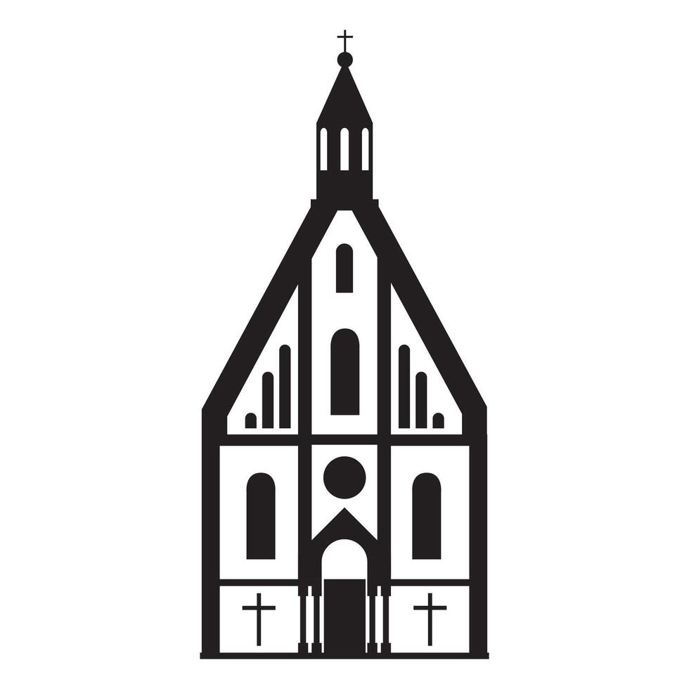 Protestant Church icon. Christian religion. Home for God, place for pray and worship. Illustration editable stroke vector
