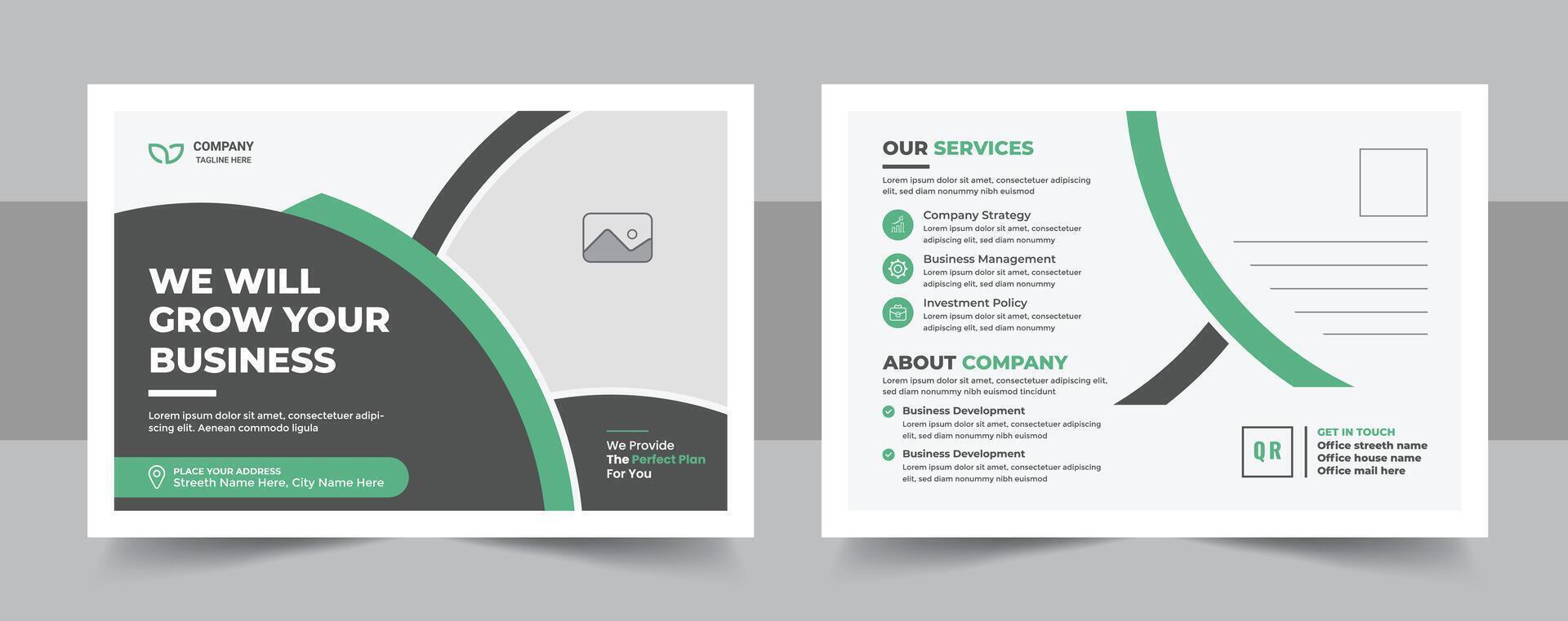 Business friendly postcard template or EDDM postcard design layout vector