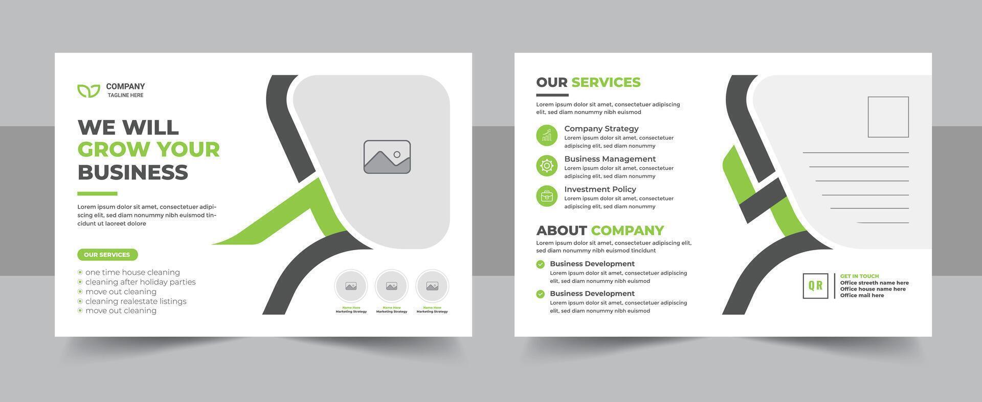 Double sided business poster or postcard design template layout vector