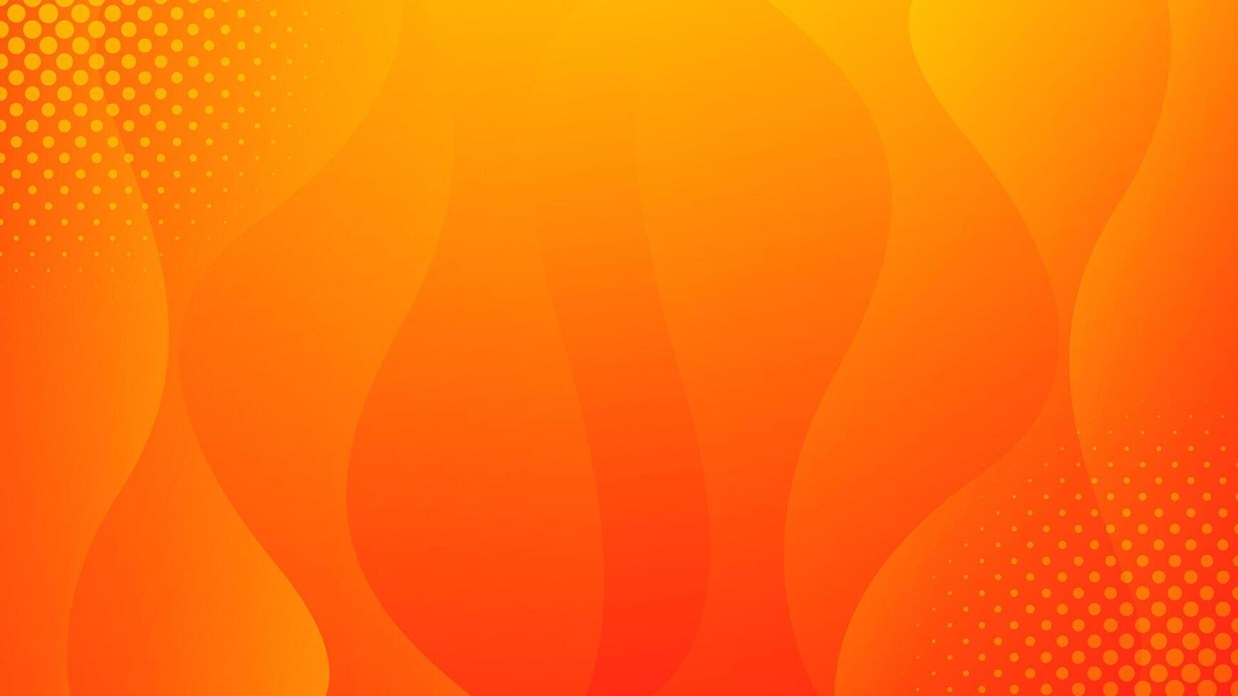 Abstract orange fluid wave background with halftones. Modern dynamic wallpaper. Template banner background vector