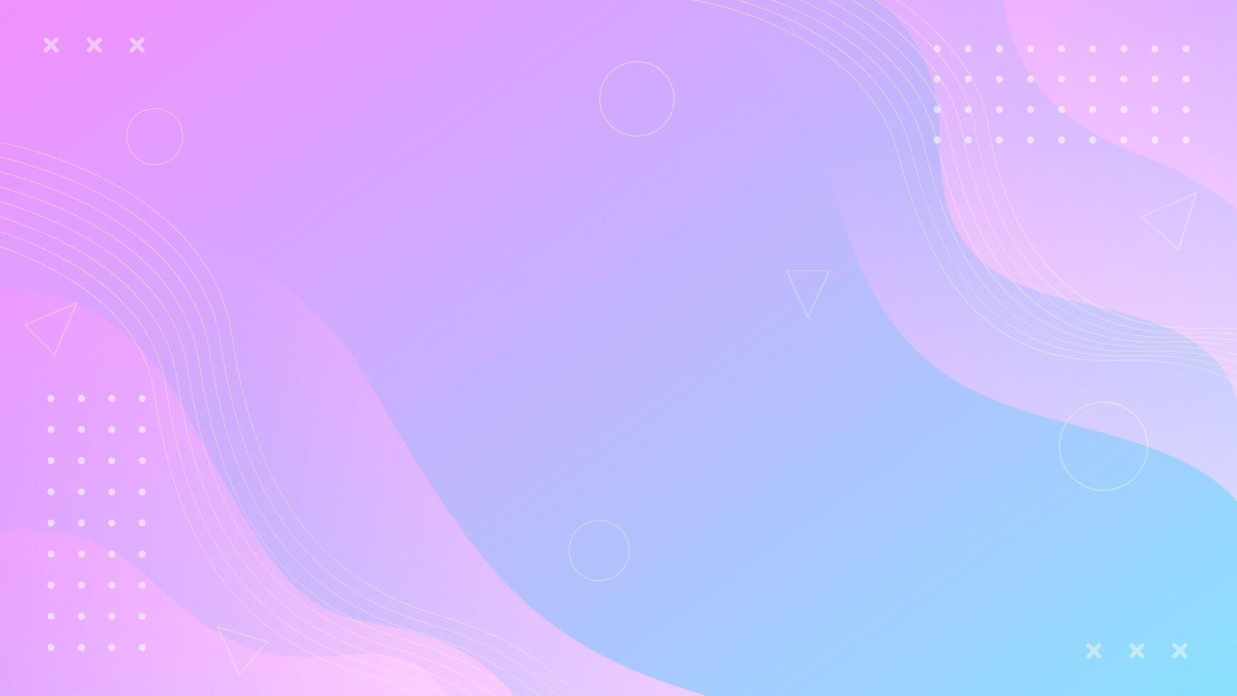 Colorful purple and blue fluid wave background with geometric shapes. Abstract dynamic wallpaper vector