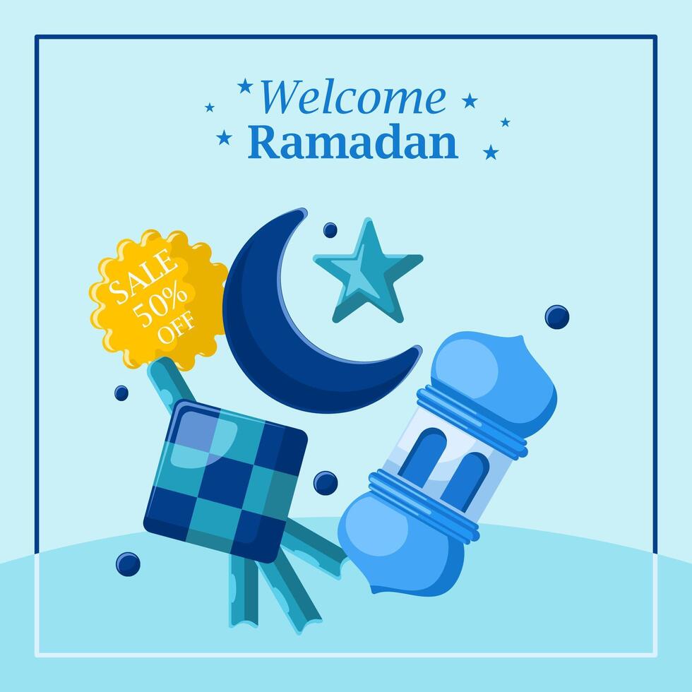 Welcome ramadan kareem, ramadan ornament set, ramadan sale vector