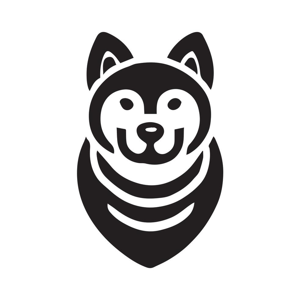 black and white silhouette of a Husky dog's head logo vector