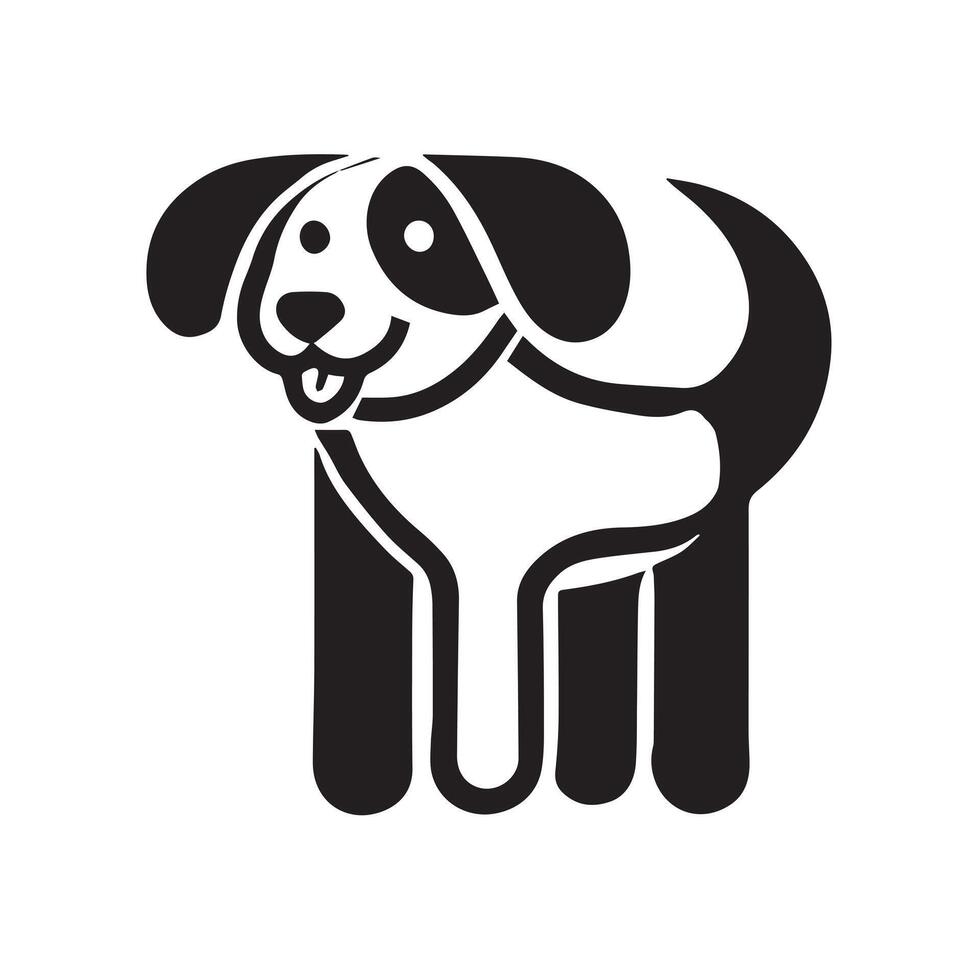 Stylish Black and White German Shepherd icon vector