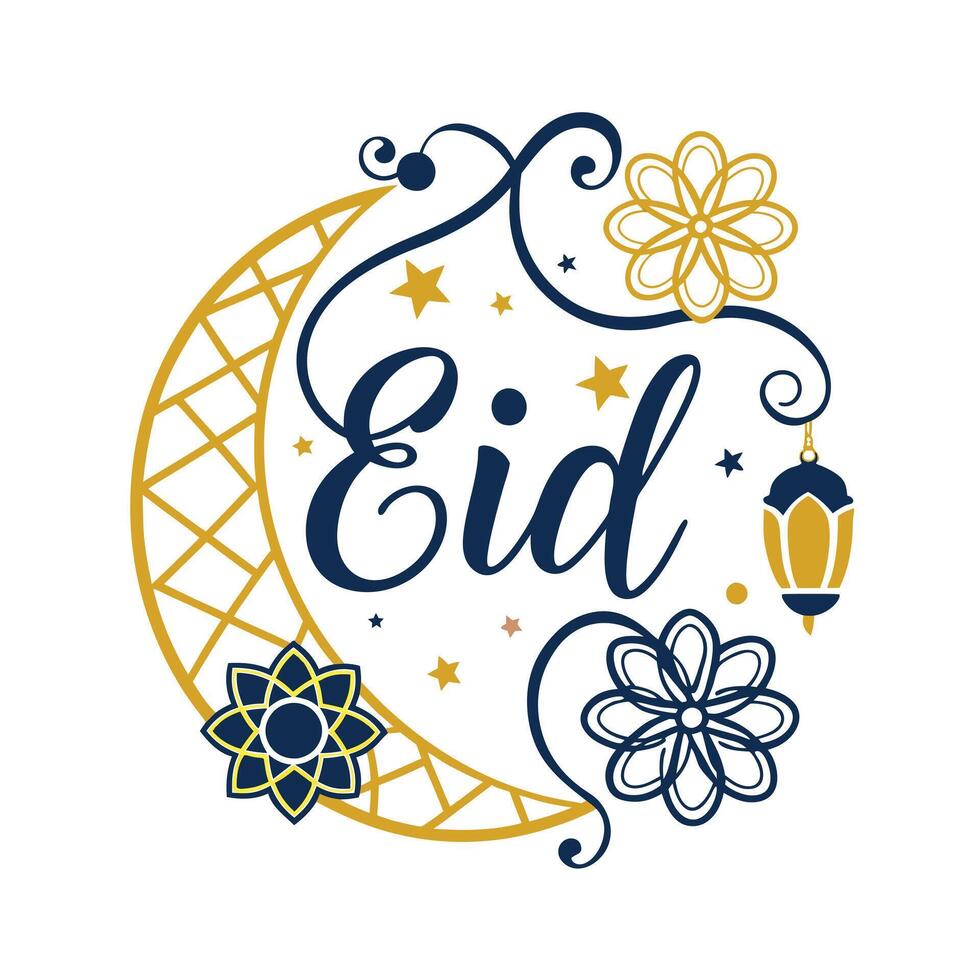 Mosque Design with Crescent Moon and Stars vector
