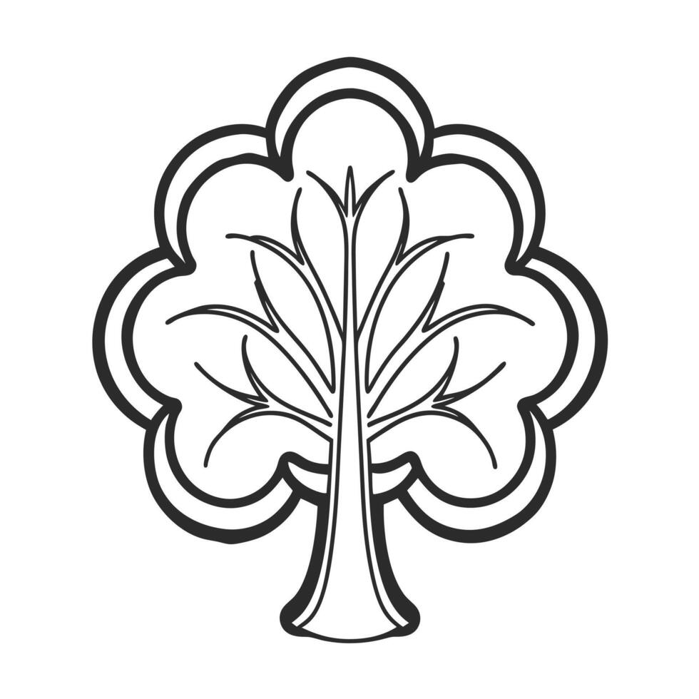 black and white illustration of a majestic tree vector