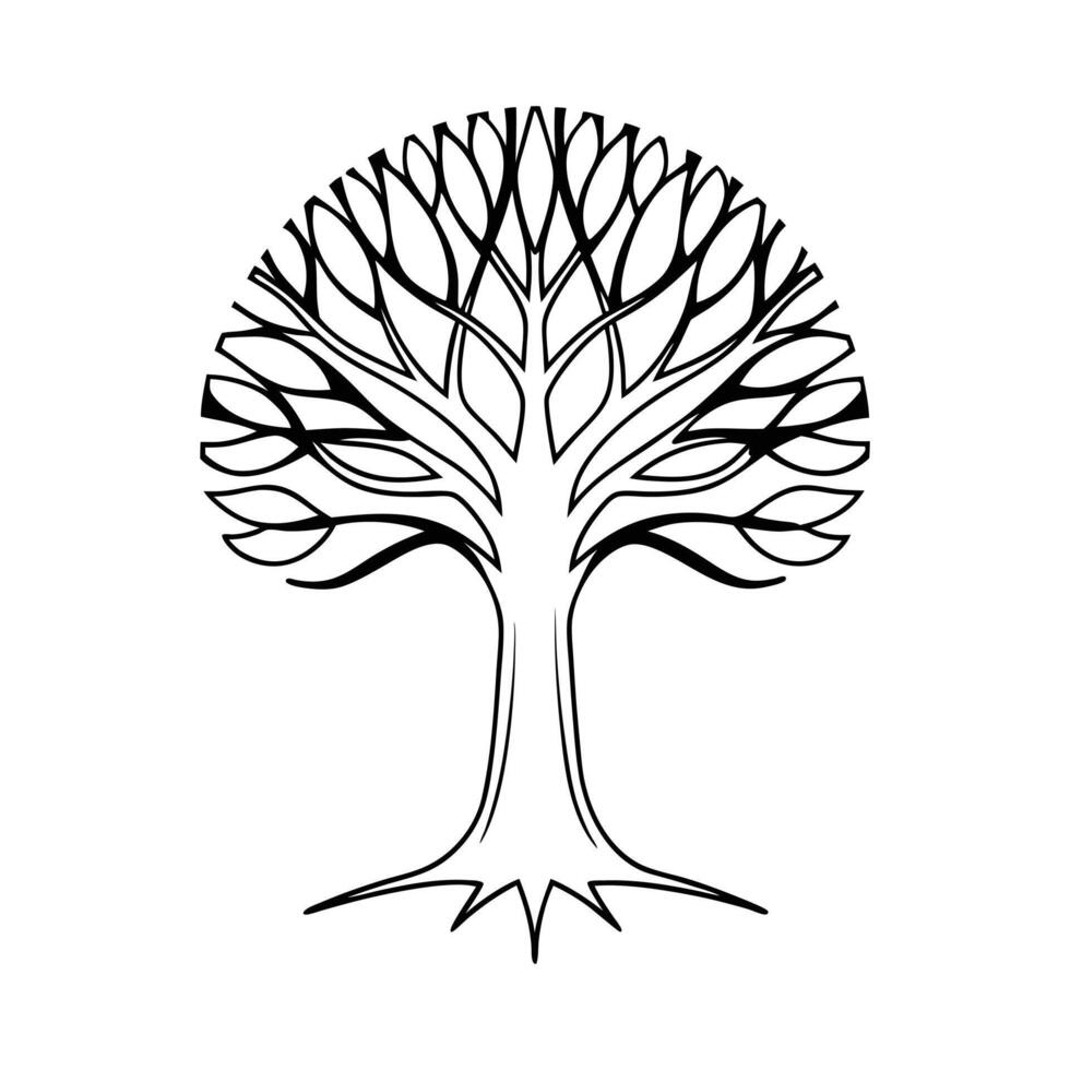 black and white stylized tree graphic. vector