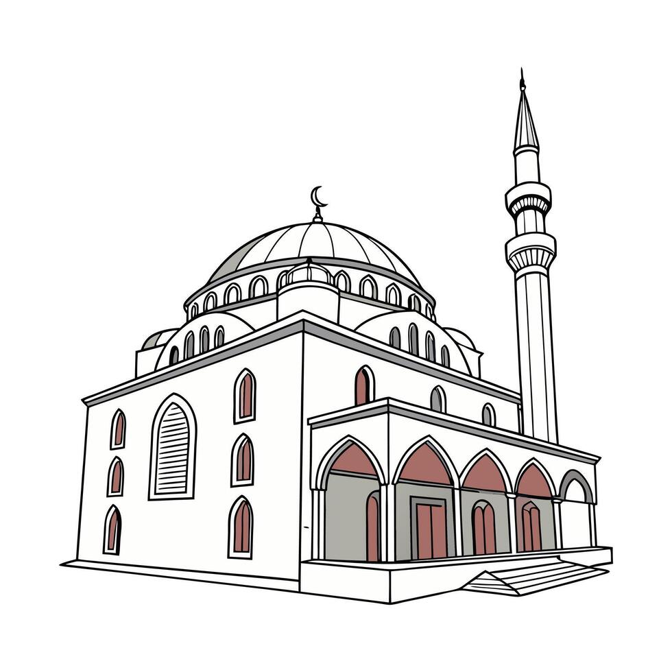 Hand-drawn Illustration of a Beautiful Mosque icon vector