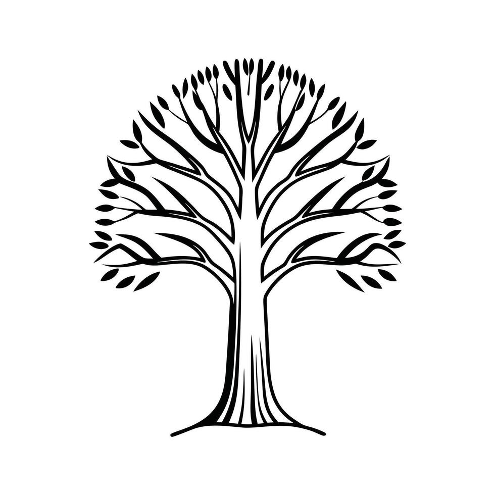 Elegant black and white stylized tree vector