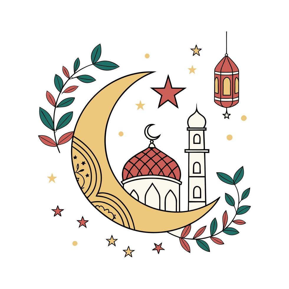 Elegant Line Art Illustration of a Majestic Mosque icon vector