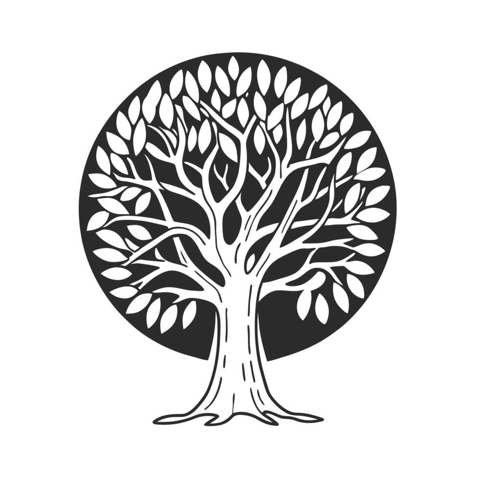 Black and White of a Majestic Tree vector