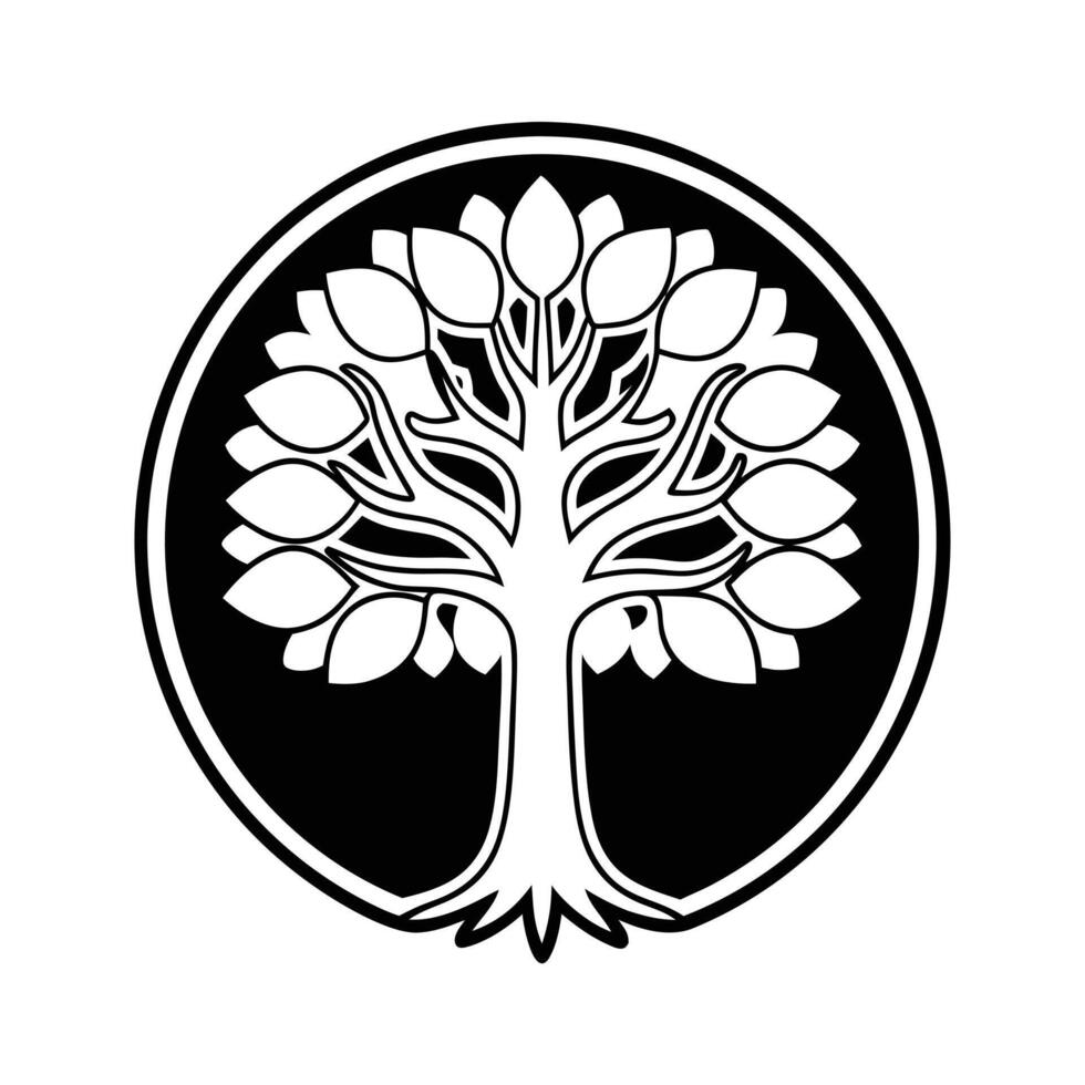 stylized silhouette of a large tree vector