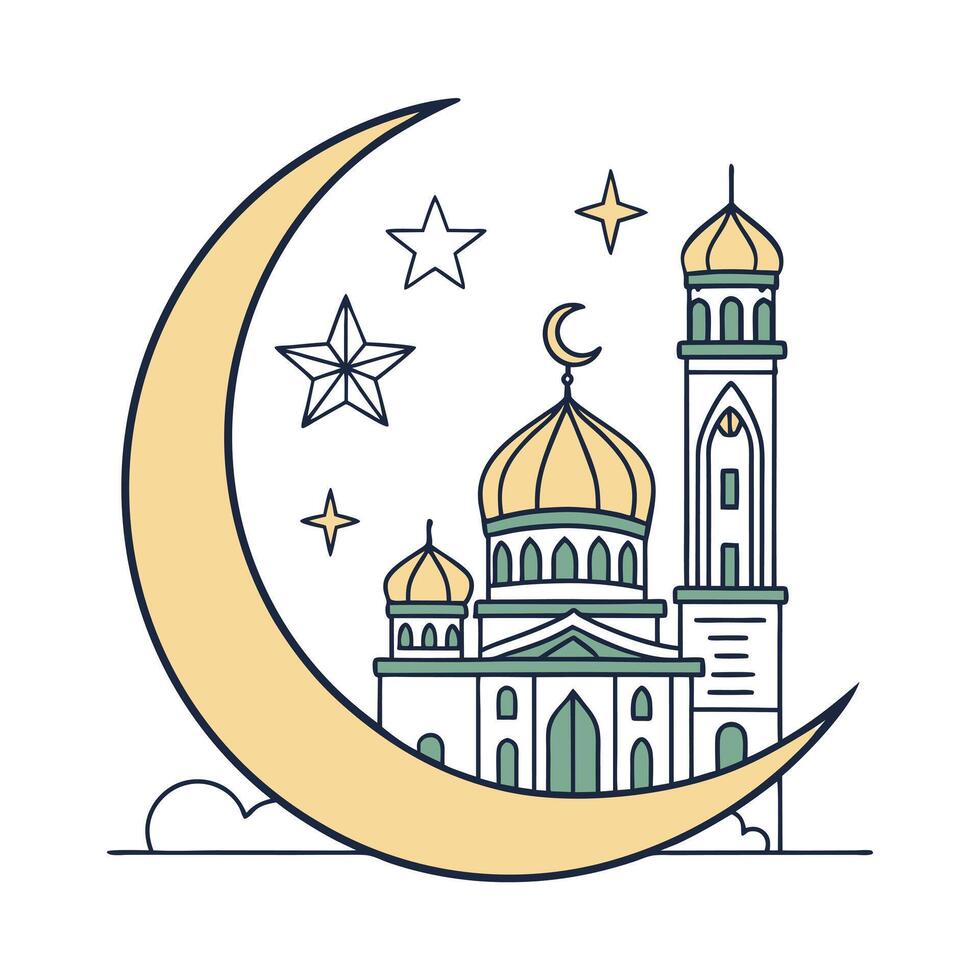 This line art illustration depicts a mosqu vector