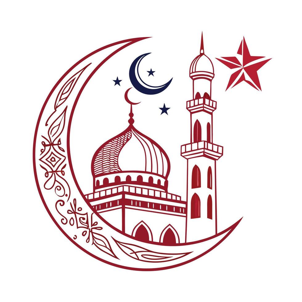 This line art illustration depicts a mosqu icon vector
