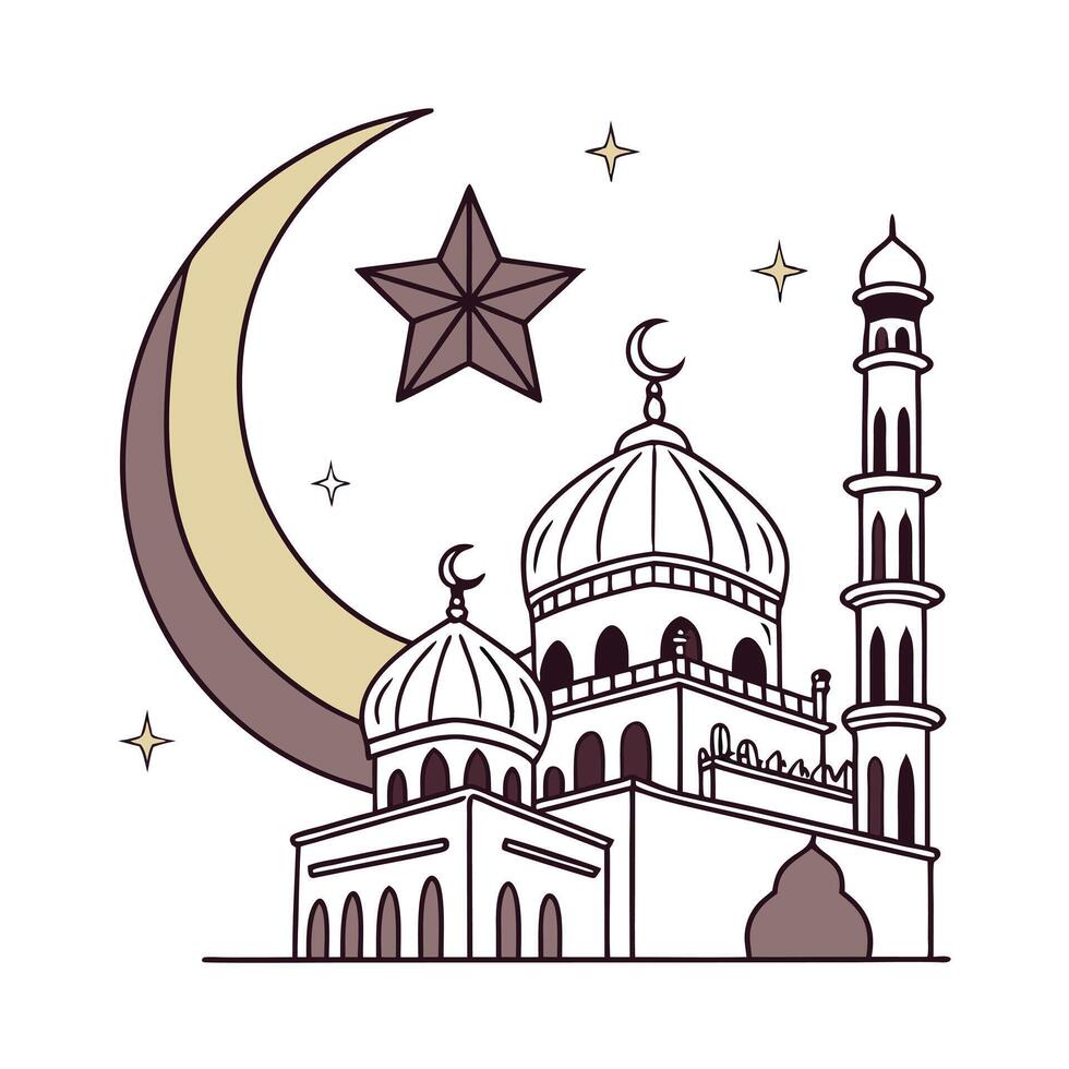 line art illustration of a mosque, perfect for Islamic vector