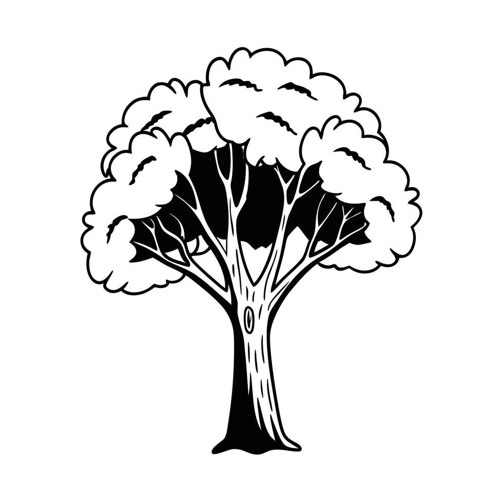 elegant black and white silhouette of a stylized tree. vector