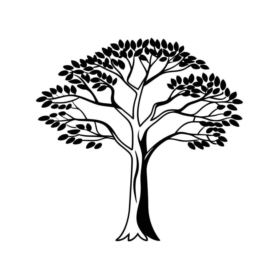 stylized silhouette of a large tree vector
